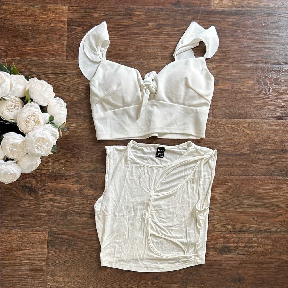 Bundle of Women's White Crop Tops SHEIN XS | White Crop Tops | White Tank Top